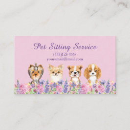 Waterverf Floral Dog Pet Sitting Grooming Service Visitekaartje
