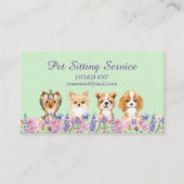 Waterverf Floral Dog Pet Sitting Grooming Service Visitekaartje (Voorkant)