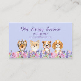 Waterverf Floral Dog Pet Sitting Grooming Service Visitekaartje