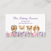 Waterverf Floral Dog Pet Sitting Grooming Service Visitekaartje (Voorkant)