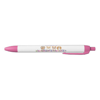 Waterverf Floral Dog Pet Sitting Grooming Zwarte Inkt Pen