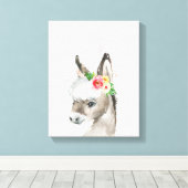 Waterverf Floral Donkey Farmhouse Style Art Canvas Afdruk (Insitu (Houten vloer))