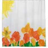 Waterverf Floral Douchegordijn (Voorkant)