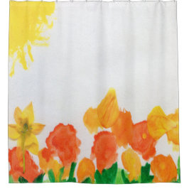 Waterverf Floral Douchegordijn