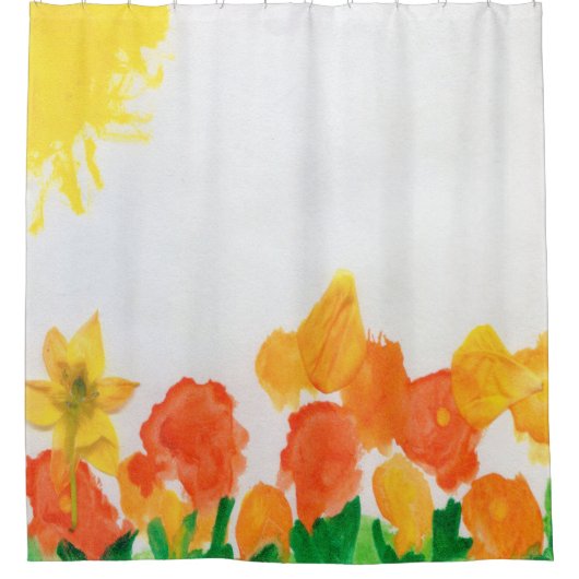 Waterverf Floral Douchegordijn (Voorkant)