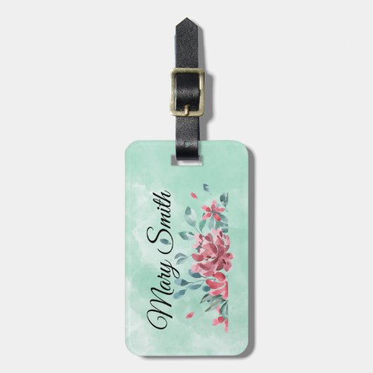 Waterverf Floral Dreams Bagagelabel (Voorkant verticaal)