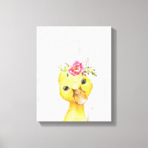 Waterverf Floral Duck Farmhouse Style Art Canvas Afdruk