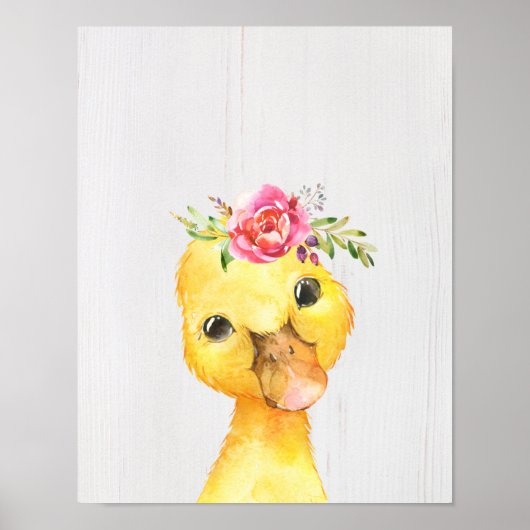 Waterverf Floral Duck Farmhouse Style Art Poster (Voorkant)