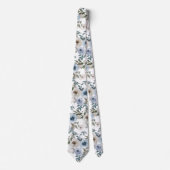 Waterverf Floral Dusty Blue Flower Stropdas (Voorkant)