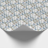 Waterverf Floral Dusty Blue Flower Stropdas Cadeaupapier (Hoek)