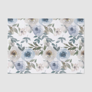 Waterverf "Floral Dusty Blue Flower Stropdas Wrap" Tissuepapier