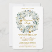 Waterverf Floral Dusty Blue Gold kerstparty Kaart (Voorkant)