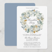 Waterverf Floral Dusty Blue Hanukkah