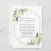Waterverf Floral Dusty Blue Photo Lijst Wedding Kaart (Voorkant)