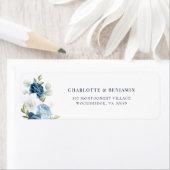 Waterverf Floral Dusty Blue Retour Adres Etiket (Insitu)