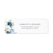 Waterverf Floral Dusty Blue Retour Adres Etiket (Voorkant)