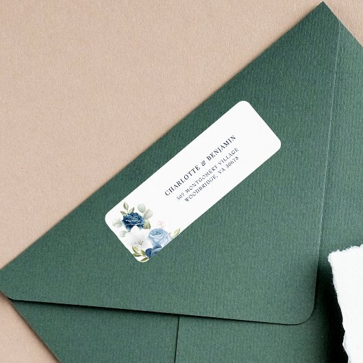 Waterverf Floral Dusty Blue Retour Adres Etiket