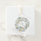 Waterverf Floral Dusty Blue Silver Hanukkah Gift Bedankjes Labels (In situ)