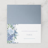 Waterverf Floral Dusty Blue Trouwtafel Plaatskaartje (Buitenkant ongevouwen)