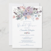 Waterverf Floral Dusty Blue Violet Vrijgezellenfee Kaart (Voorkant)