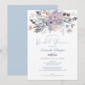 Waterverf Floral Dusty Blue Violet Vrijgezellenfee Kaart (Voorkant / Achterkant)