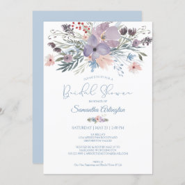 Waterverf Floral Dusty Blue Violet Vrijgezellenfee Kaart