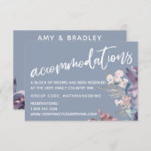 Waterverf Floral Dusty Blue Wedding Accommodatie Informatiekaartje (Voorkant / Achterkant)
