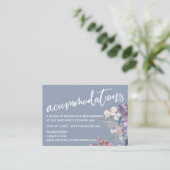 Waterverf Floral Dusty Blue Wedding Accommodatie Informatiekaartje (Staand voorkant)