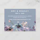 Waterverf Floral Dusty Blue Wedding Accommodatie Informatiekaartje (Achterkant)