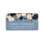Waterverf Floral Dusty Blue Wedding Address Etiket (Voorkant)
