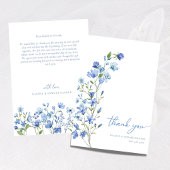 Waterverf Floral Dusty Blue Wedding Bedankkaart