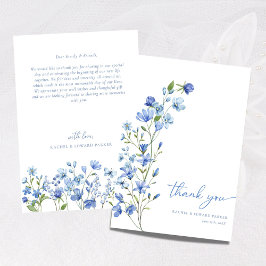 Waterverf Floral Dusty Blue Wedding Bedankkaart