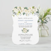 Waterverf Floral Dusty Blue Wedding Bracket Kaart (Staand voorkant)