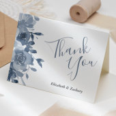Waterverf Floral Dusty Blue Wedding Dank je Kaart