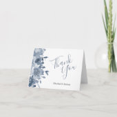 Waterverf Floral Dusty Blue Wedding Dank je Kaart (Voorkant)
