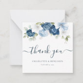 Waterverf Floral Dusty Blue Wedding Dank je Notitiekaartje (Voorkant)