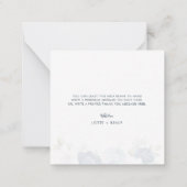 Waterverf Floral Dusty Blue Wedding Dank je Notitiekaartje (Achterkant)