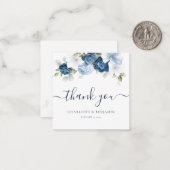 Waterverf Floral Dusty Blue Wedding Dank je Notitiekaartje (Voorkant / Achterkant in situ)