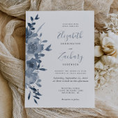 Waterverf Floral Dusty Blue Wedding Kaart