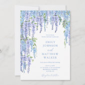 Waterverf Floral Dusty Blue Wedding Kaart (Voorkant)