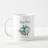 Waterverf Floral Dusty Blue Wedding Koffiemok (Links)
