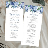 Waterverf Floral Dusty Blue Wedding Programmakaart