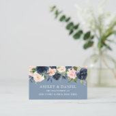 Waterverf Floral Dusty Blue Wedding Registry Informatiekaartje (Staand voorkant)