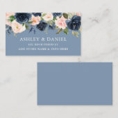 Waterverf Floral Dusty Blue Wedding Registry Informatiekaartje (Voorkant / Achterkant)