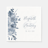 Waterverf Floral Dusty Blue Wedding Servet (Voorkant)
