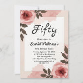 Waterverf Floral Dusty Blush Pink 50ste Verjaardag Kaart (Voorkant)