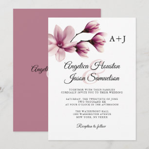 Waterverf Floral Dusty Mauve Roos Taupe Wedding Kaart