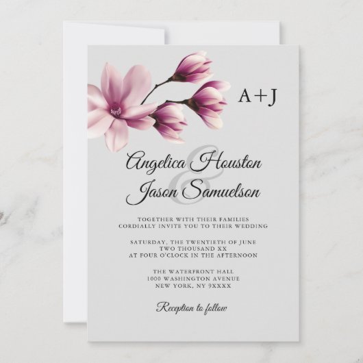 Waterverf Floral Dusty Mauve Taupe Grijs Bruiloft Kaart (Voorkant)