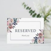 Waterverf Floral Dusty Roos Mauve Blue GERESERVEER Informatiekaartje (Staand voorkant)