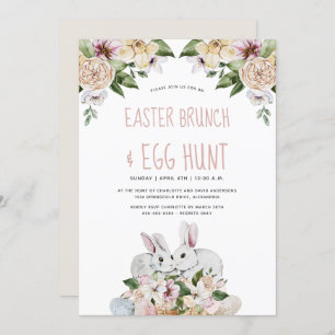 Waterverf Floral Easter Brunch en Egg Hunt Kaart